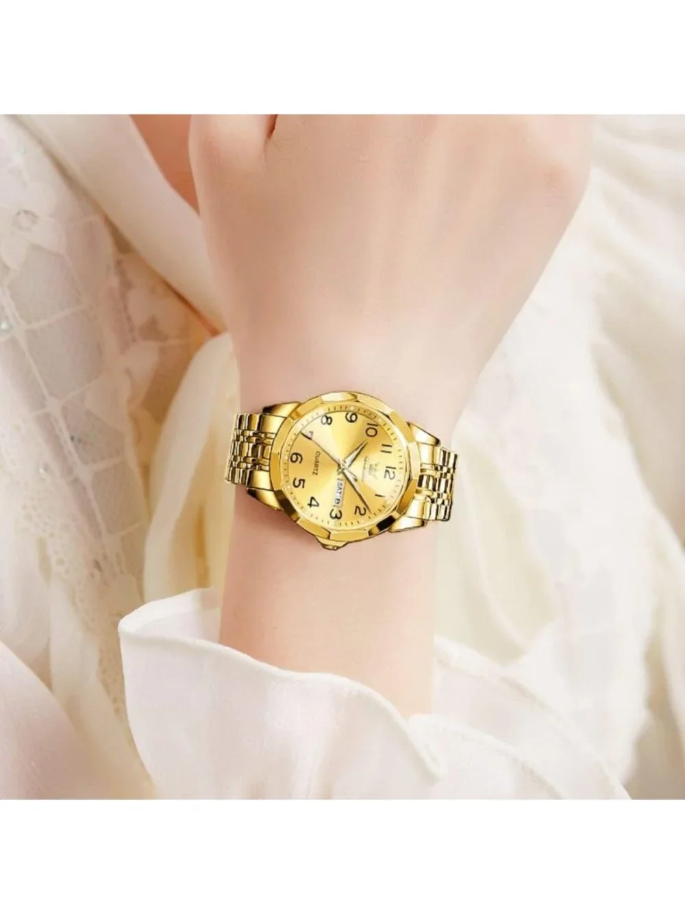 Luxury Diamond Analog Watch for Men & Women - Large Face, Waterproof, Luminous